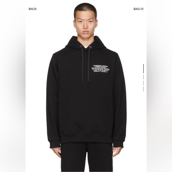 Burberry Black Hoodie with White Text - Picture 1 of 9